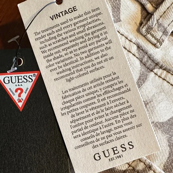 GUESS Taupe Floral Spring Straight High Girly Jeans with Cream Print - Picture 9 of 11